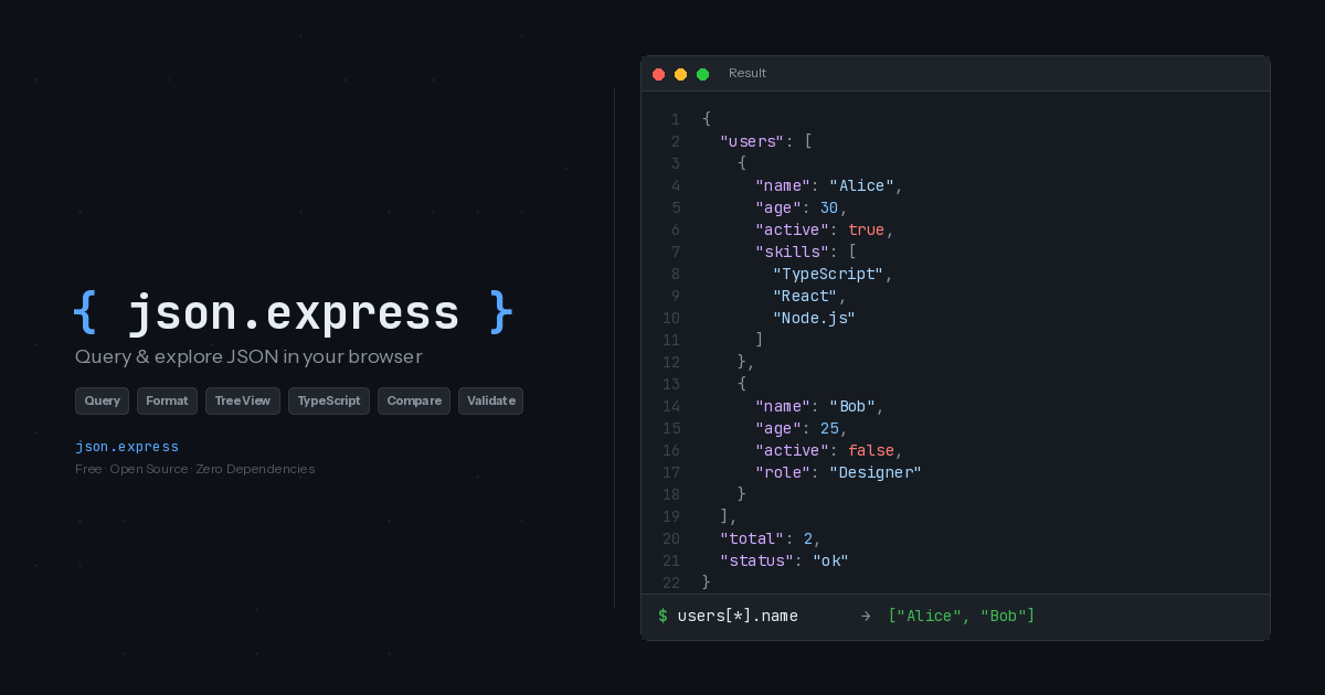 json.express — Query & explore JSON in your browser